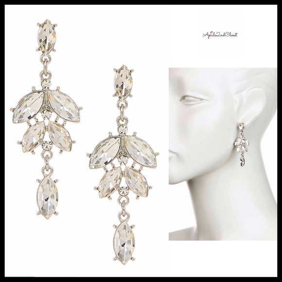 CRYSTAL MARQUISE PAVE DROP DANGLE EARRINGS A2C - Picture 8 of 8